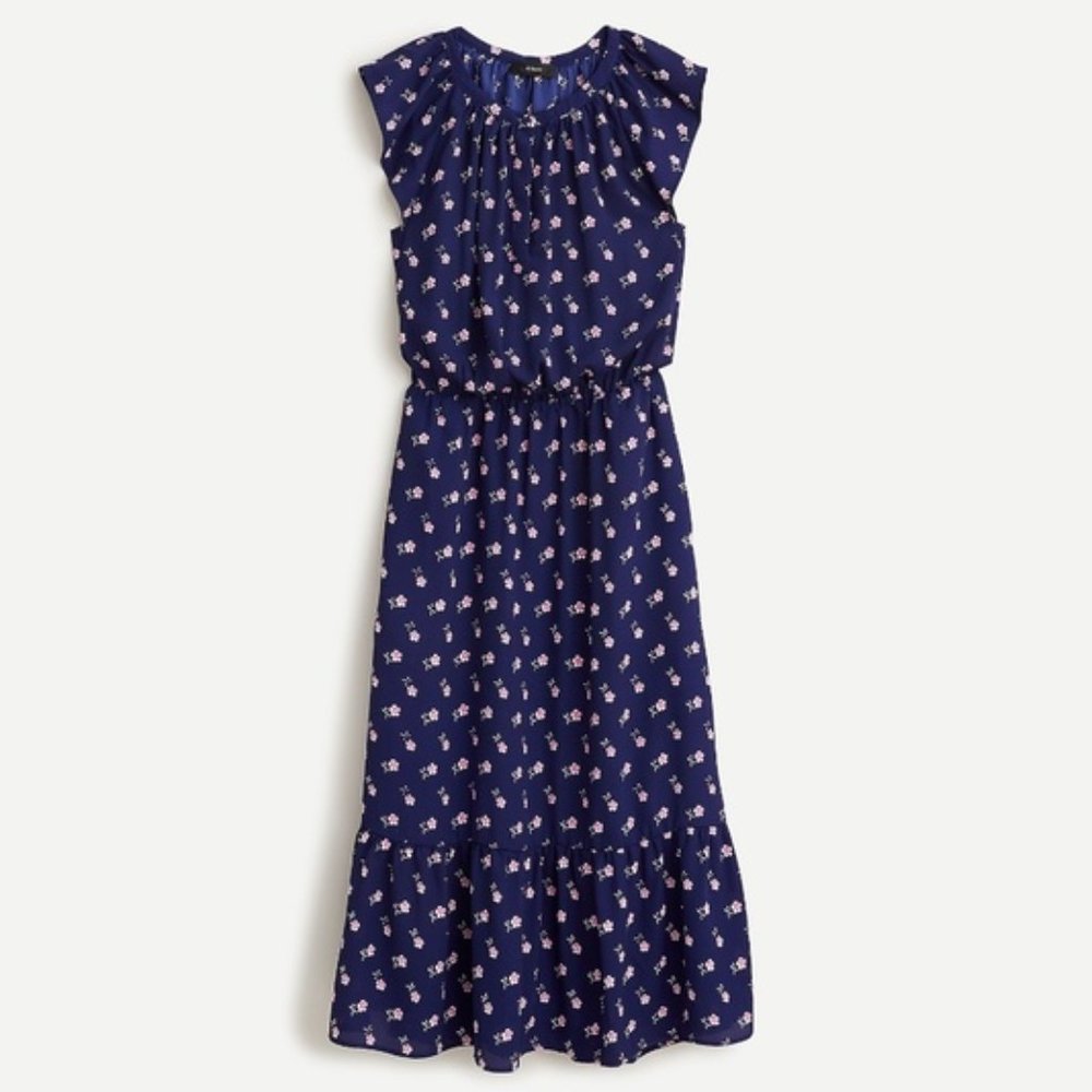 Flutter-sleve midi dress in bandana floral